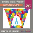 Art Party Printable Birthday Banner with Spacers 