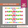 Art Party Bottle Labels or Napkin Rings 
