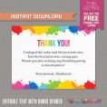 Art Party Ticket Invitation with FREE Thank you Cards