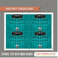 Girl Soccer Party Ticket Invitation with FREE Thank you Card! (Teal) 