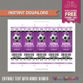 Girl Soccer Party Ticket Invitation with FREE Thank you Card! 