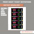 Neon Glow Party Prom Ticket Invitations 