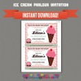 Ice Cream Parlour Party Printable Invitation 
