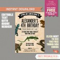 Reptile Party Invitation with FREE Thank you Card!