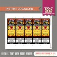 Rockstar Party Ticket Invitation (Orange) with FREE Thank you Card! 