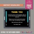 Star Wars Party Darth Vader Invitation with FREE Thank you Card