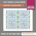 Unicorn Party Tent Cards 