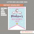 Unicorn Party Welcome Sign 