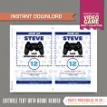 Video Game Invitation with FREE Thank you Card! (Blue)