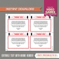 Video Game Ticket Invitation with FREE Thank you Card! (Red) 