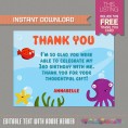 Under The Sea Invitation with FREE Thank you Card (Design 2)
