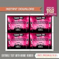 Rockstar Party Ticket Invitation (Pink) with FREE Thank you Card! 