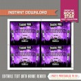 Rockstar Party Ticket Invitation (Purple) with FREE Thank you Card! 