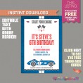 Race Car Birthday Invitation with FREE Thank you Cards! 