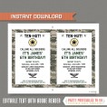 Army Party Invitation with FREE Thank you Card
