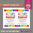 Art Party Invitation with FREE Thank you Card 