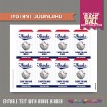 Baseball Party Favor Tag / Baseball Thank you Tag