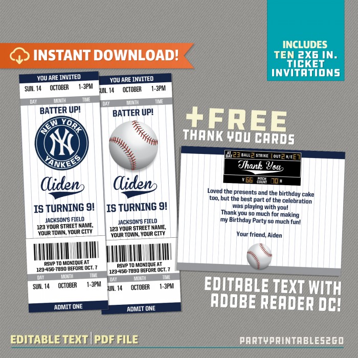 Baseball Ticket Invitation Template from www.partyprintables2go.com
