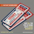 Baseball Party Ticket Invitation with FREE Thank you Cards!