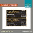 Editable Airplane Boarding Pass (Gold / Blackboard) - Happy Birthday Suprise Trip