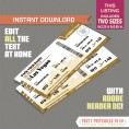Editable Airplane Boarding Pass (Gold Glitter - Las Vegas)