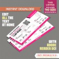Editable Airplane Boarding Pass (Pink)