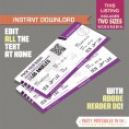 Editable Airplane Boarding Pass (Purple)
