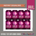 Disco Party Favor Tags / Disco Thank you Tag 