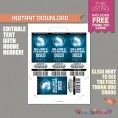 Disco Party Ticket Invitation with FREE Thank you Card! (Blue)