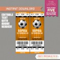 Girl Soccer Party Ticket Invitation with FREE Thank you Card! (Orange) 