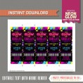 Neon Glow Party Ticket Invitations