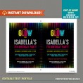 Neon Glow Party Invitation with FREE Thank you Cards (v.4)