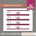 Ice Hockey Party Printable Birthday Bottle Labels / Napkin Rings 