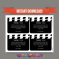 Movie Party Thank you Cards / Movie Night Thank you Tag