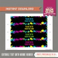 Neon Glow Party Bottle Labels/Neon Glow Party Napkin Rings 