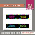 Neon Glow Party Food Labels, Neon Glow Party Place Cards 
