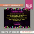 Neon Glow Party Invitation with FREE Thank you Cards (v.3)