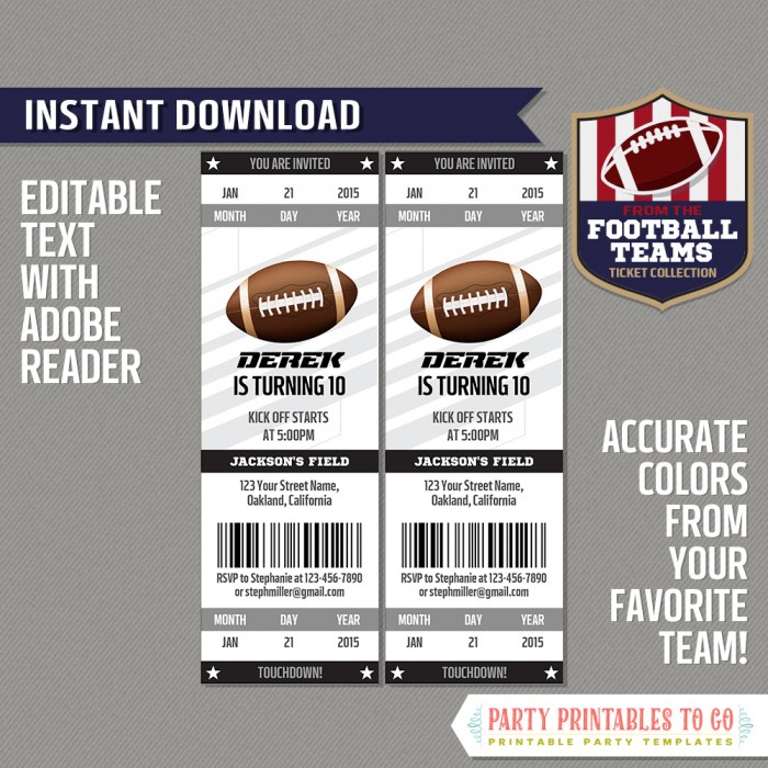 Oakland Raiders Football Ticket Invitation Template Black And Silver Instant Download Football Birthday Party Edit And Print With Adobe Reader