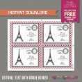 Paris Postcard Invitation with FREE Thank you Card