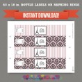 Parisian Party Printable Birthday Bottle Labels 
