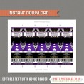 Red Carpet Party Ticket Invitation with FREE Thank you Card! (Purple) 