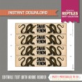 Reptile Party Bottle Labels - Napkin Rings 