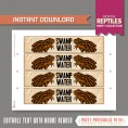 Reptile Party Bottle Labels - Napkin Rings 