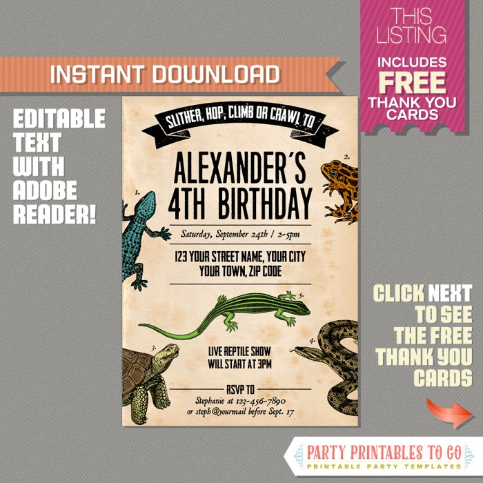 custom-printable-reptile-birthday-party-invitation-snake-etsy