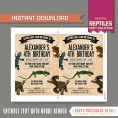 Reptile Party Invitation with FREE Thank you Card!