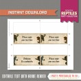 Reptile Party Tent Cards / Reptile Party Place Cards 