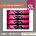 Rockstar Party Bottle Labels or Napkin Rings (Pink)