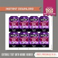 Rockstar Party Favor Tags / Rockstar Thank you Tag (Purple)