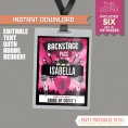 Rockstar Party Backstage Pass printable Insert 