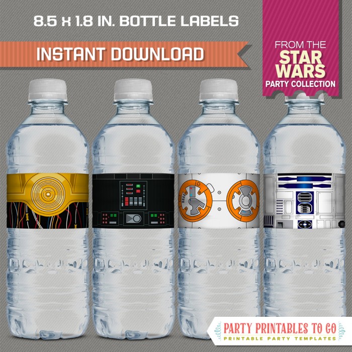 star wars water bottle labels